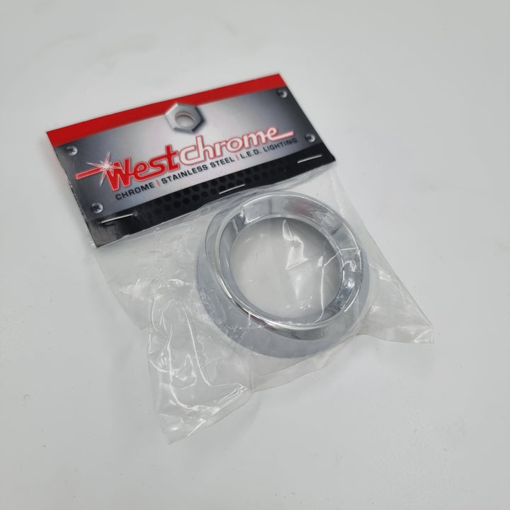 PB, KW GAUGE COVER w/ VISOR for "SMALL GAUGES" , CHROME PLASTIC