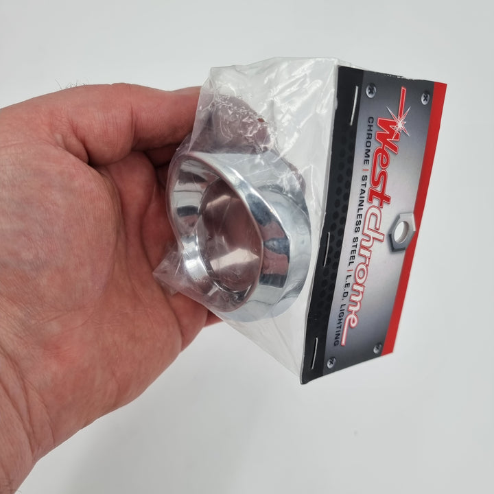 PB, KW GAUGE COVER w/ VISOR for "SMALL GAUGES" , CHROME PLASTIC