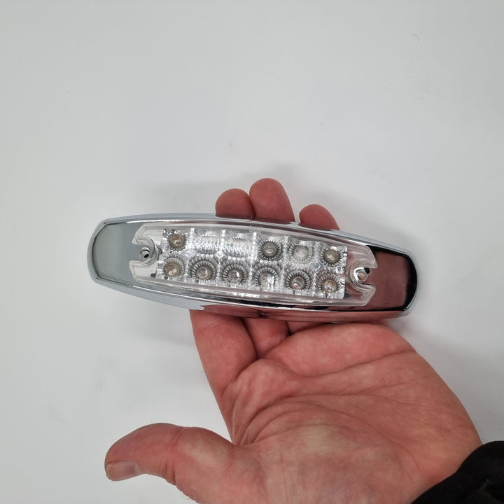 LED (12) PB STYLE MARKER LIGHT w/REFLECTOR  RED/CLEAR LENS