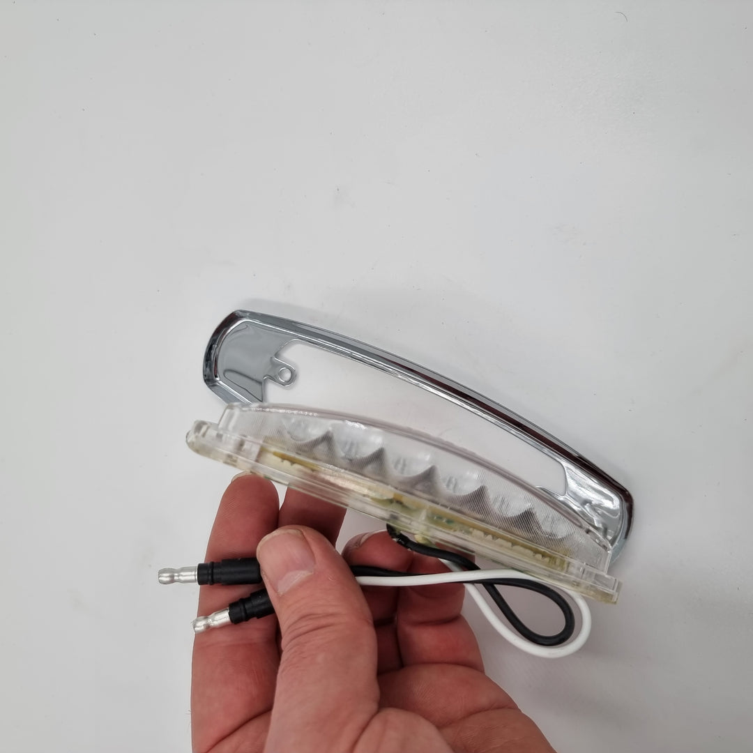 LED (12) PB STYLE MARKER LIGHT w/REFLECTOR  RED/CLEAR LENS