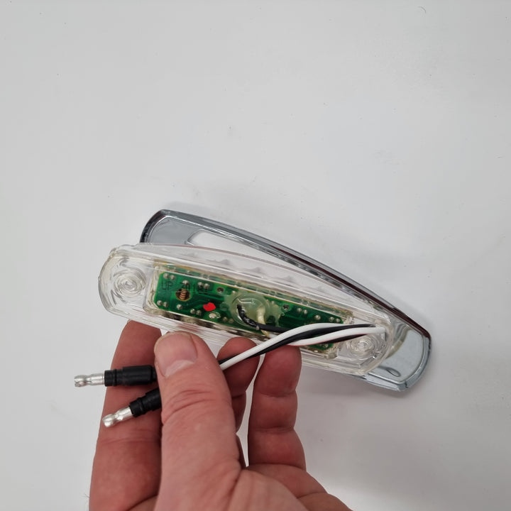 LED (12) PB STYLE MARKER LIGHT w/REFLECTOR  RED/CLEAR LENS