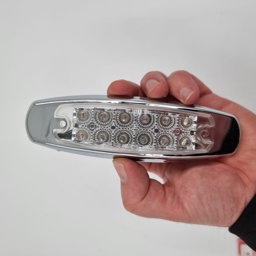 LED (12) PB STYLE MARKER LIGHT w/REFLECTOR  RED/CLEAR LENS