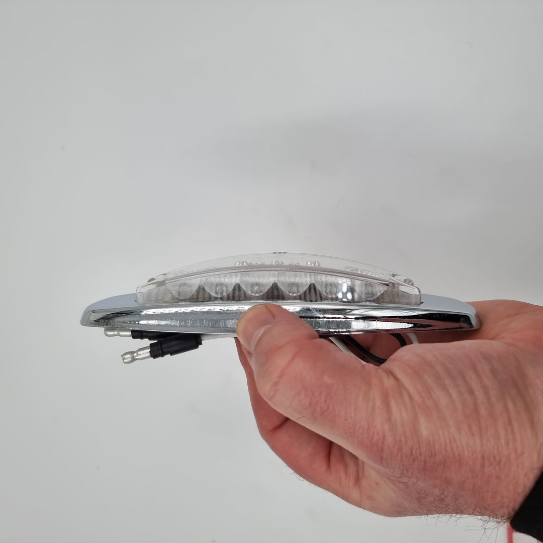 LED (12) PB STYLE MARKER LIGHT w/REFLECTOR  RED/CLEAR LENS