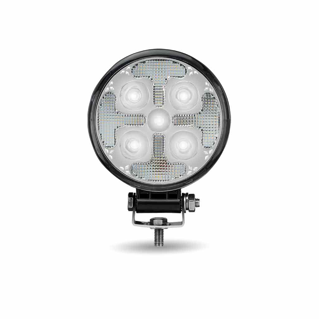 Round High Powered Combo LED Worklight with Amber Strobe - 1800 Lumens