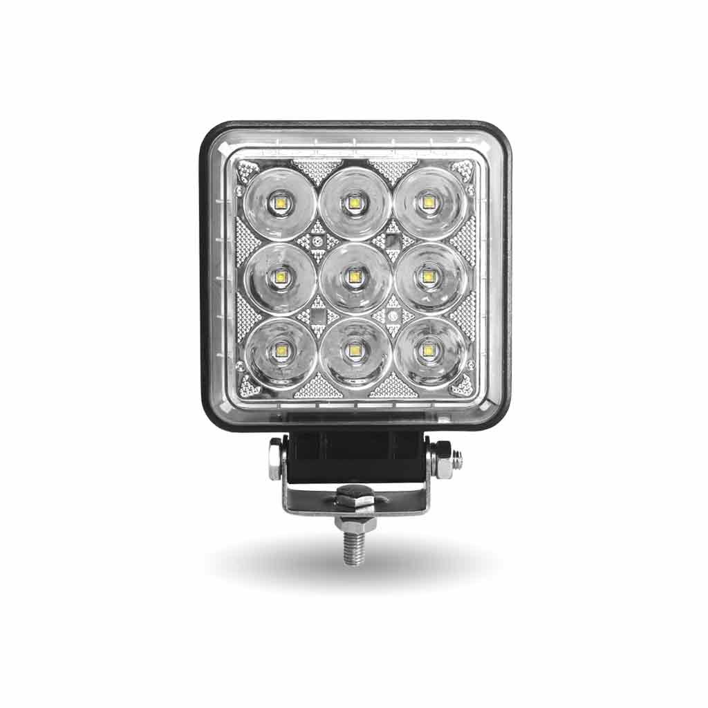Next Generation Universal White Square Work Light with 360 Degree Side Diodes & Amber Strobe (33 Diodes) - 4000 Lumens