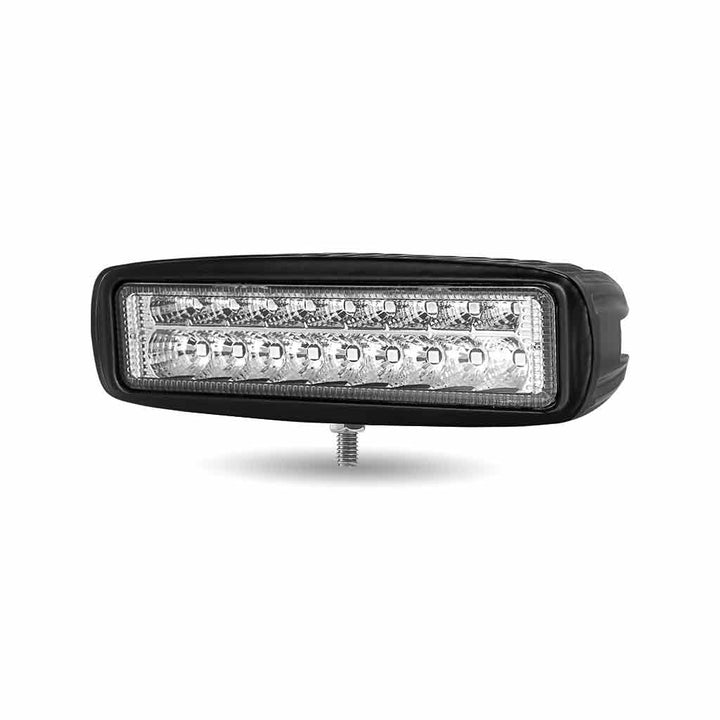 Universal White Rectangular High Powered LED Work Lamp with Amber Strobe (18 Diodes) - 1400 Lumens