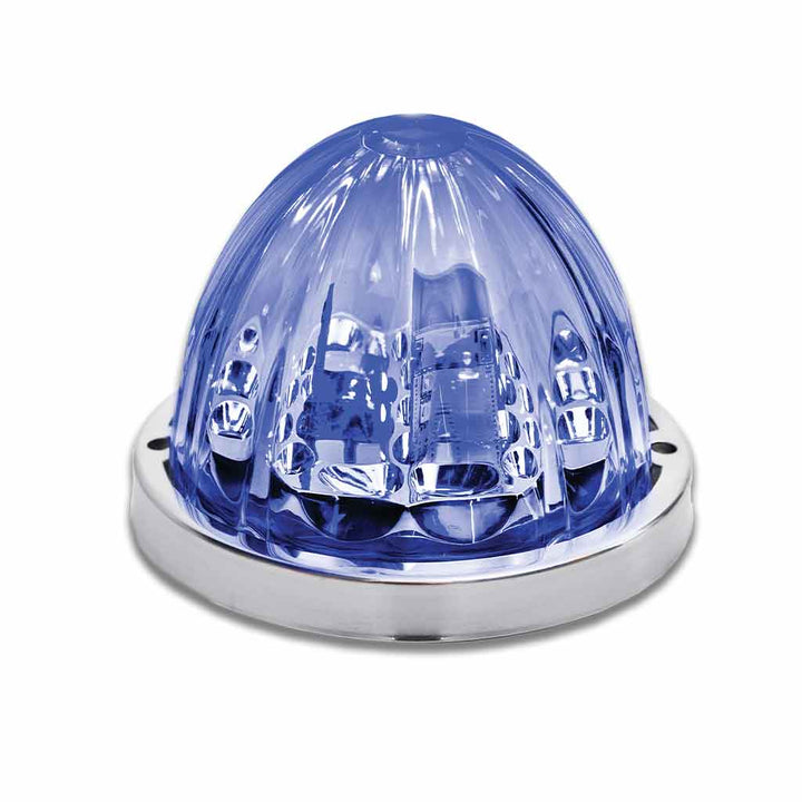Dual Revolution Amber/Blue Watermelon LED with Glass Pattern & Lock Ring