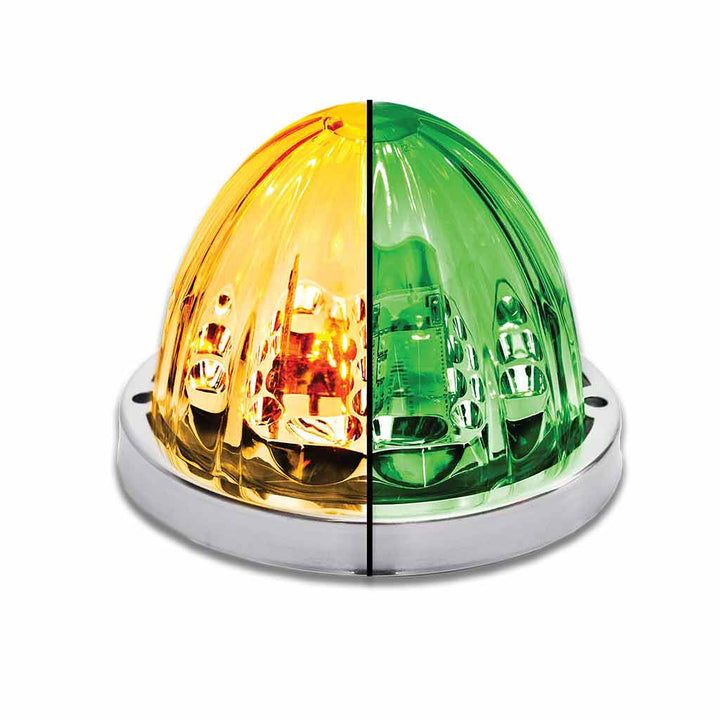 Dual Revolution Amber/Green Watermelon LED with Glass Pattern & Lock Ring
