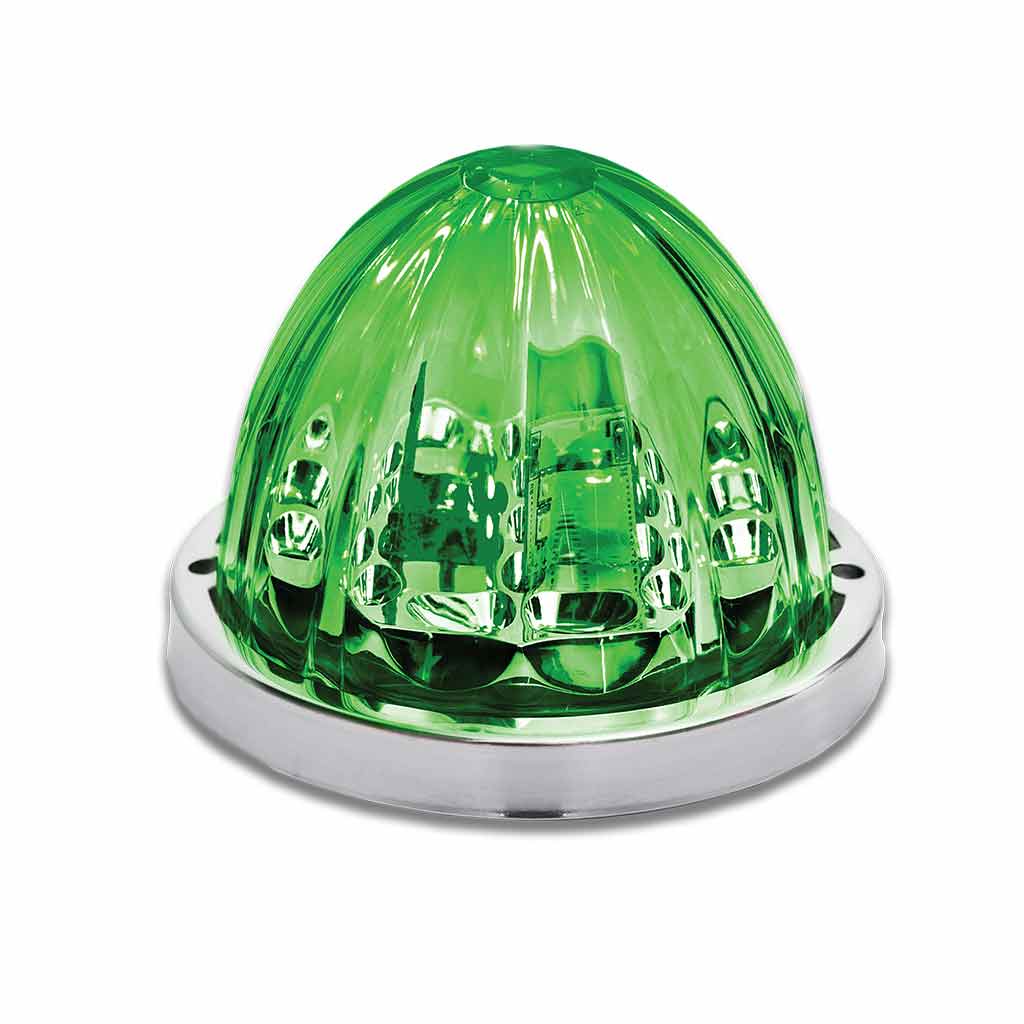 Dual Revolution Amber/Green Watermelon LED with Glass Pattern & Lock Ring