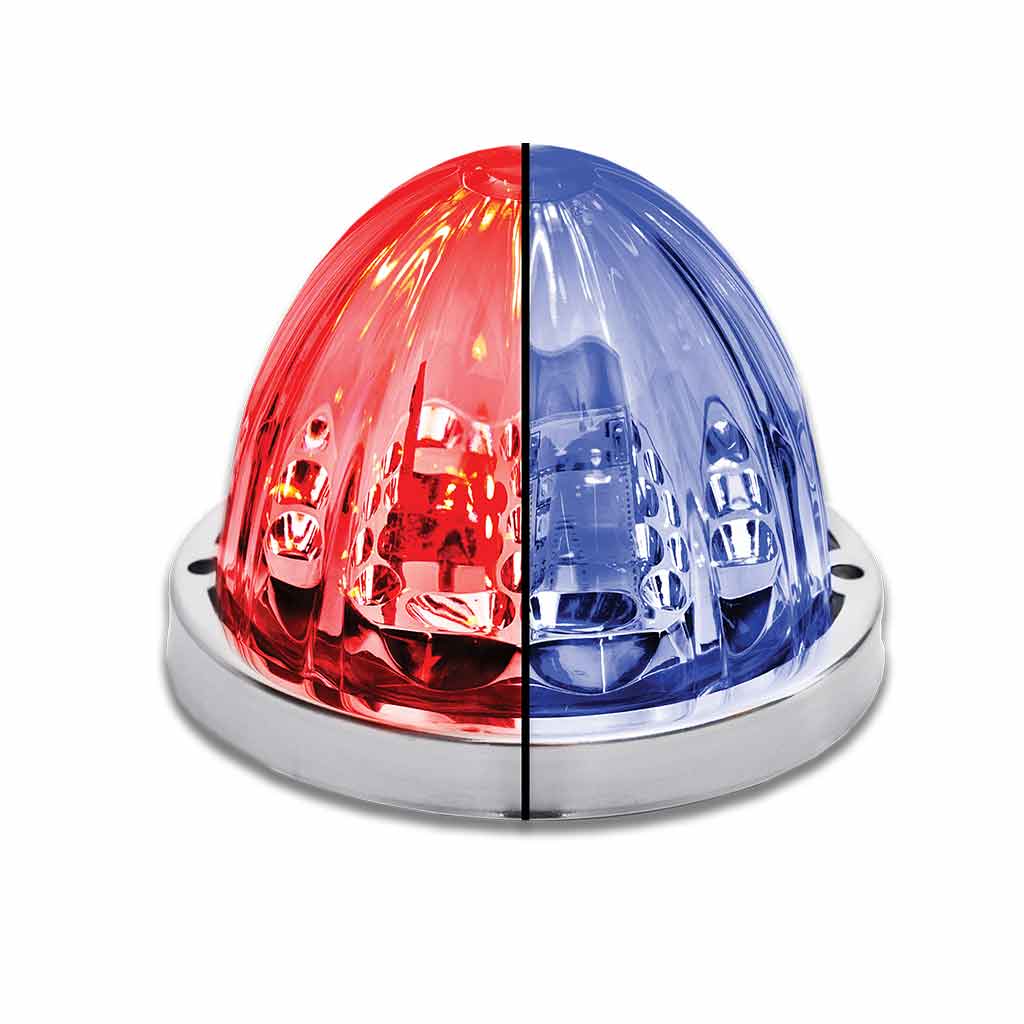 Dual Revolution Red/Blue Watermelon LED with Glass Pattern & Lock Ring