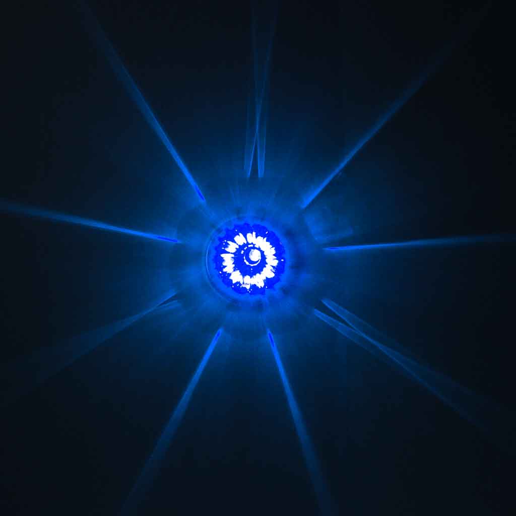 Dual Revolution Red/Blue Watermelon LED with Glass Pattern & Lock Ring