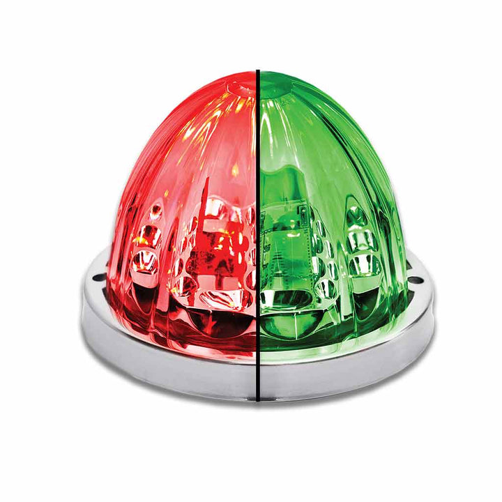 Dual Revolution Red/Green Watermelon LED with Glass Pattern & Lock Ring