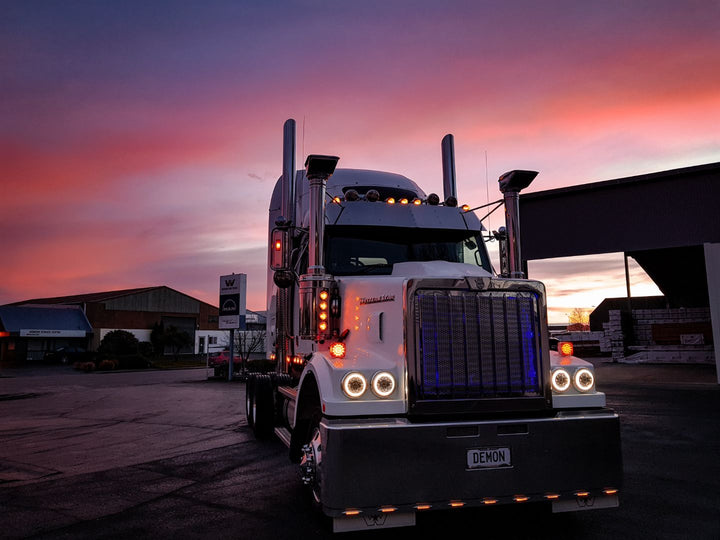 7" Round LED Projector Headlight - Black with White Halo (3,000 Lumens) Combination High & Low Beam