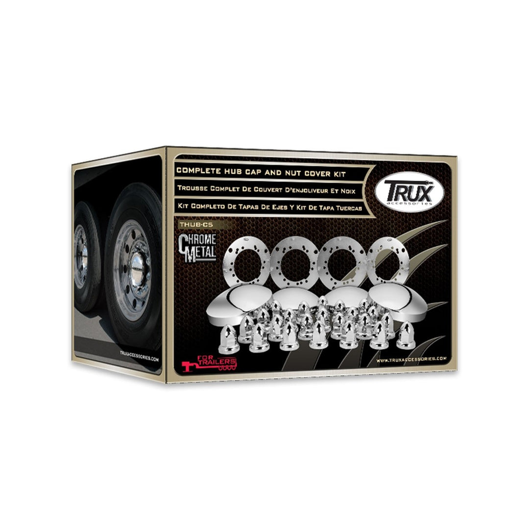 Trailer 2 axle Kit (4 wheels) Chrome Metal, 33mm, Push On