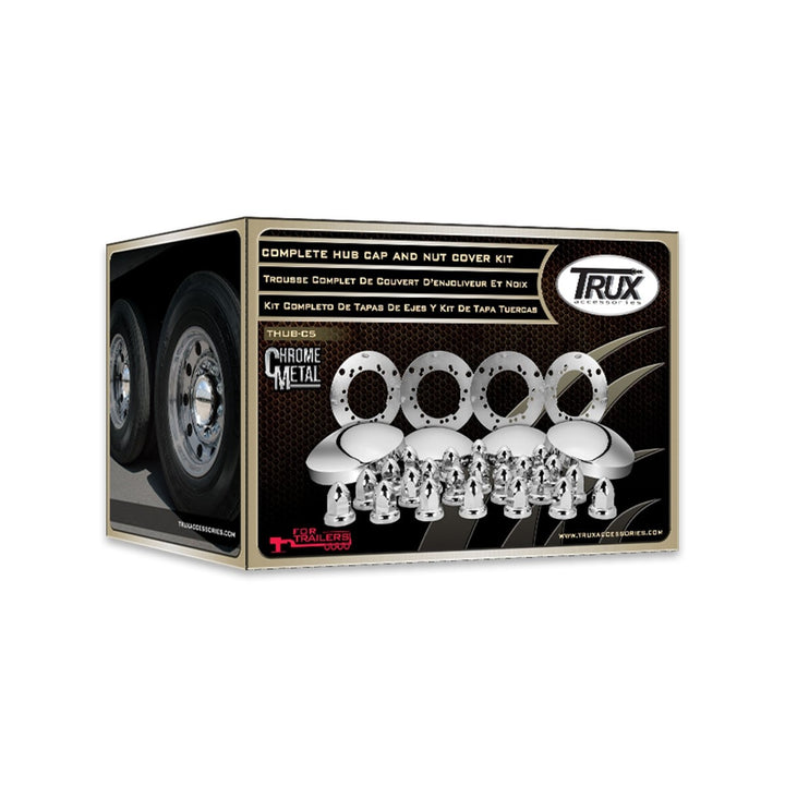 Trailer 2 axle Kit (4 wheels) Chrome Metal, 33mm, Push On