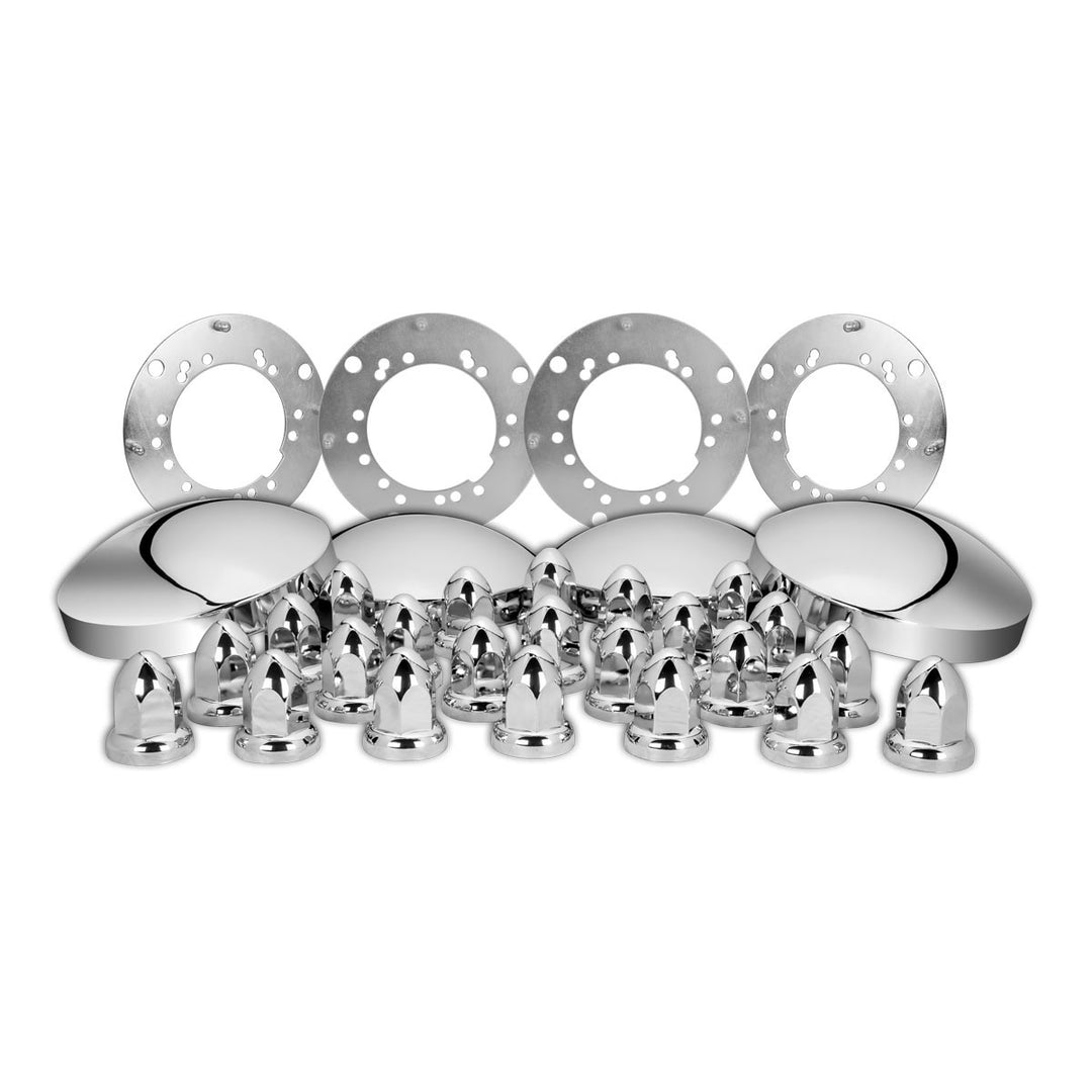 Trailer 2 axle Kit (4 wheels) Chrome Plastic, 33mm, Push On