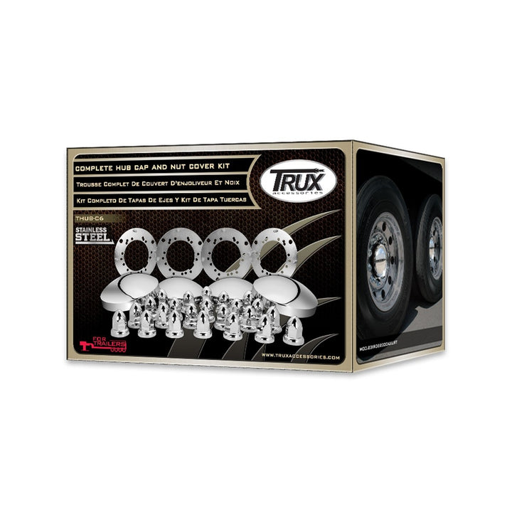 Trailer 2 axle Kit (4 wheels) Chrome Plastic, 33mm, Push On