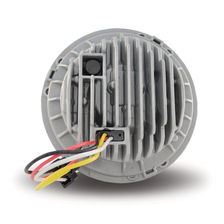 7" Round LED Projector Headlight - Chrome face with White Halo (3,000 Lumens) Combination High & Low Beam