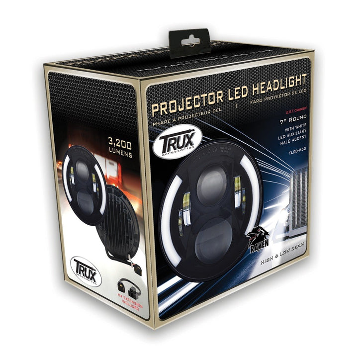 7" Round LED Headlight with Adapter Plug (3200 Lumens) - DOT Approved