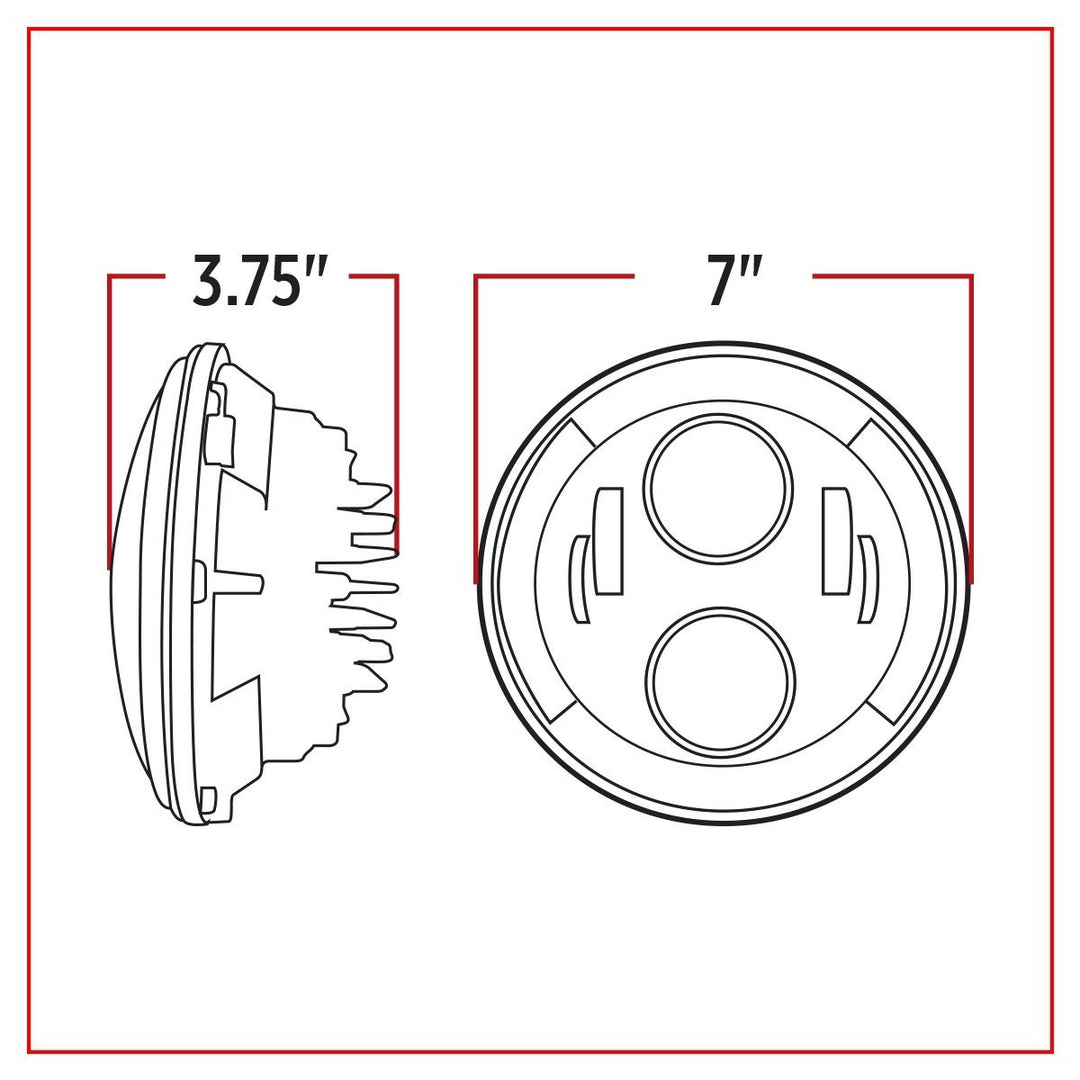 7" Round LED Headlight with Adapter Plug (3200 Lumens) - DOT Approved