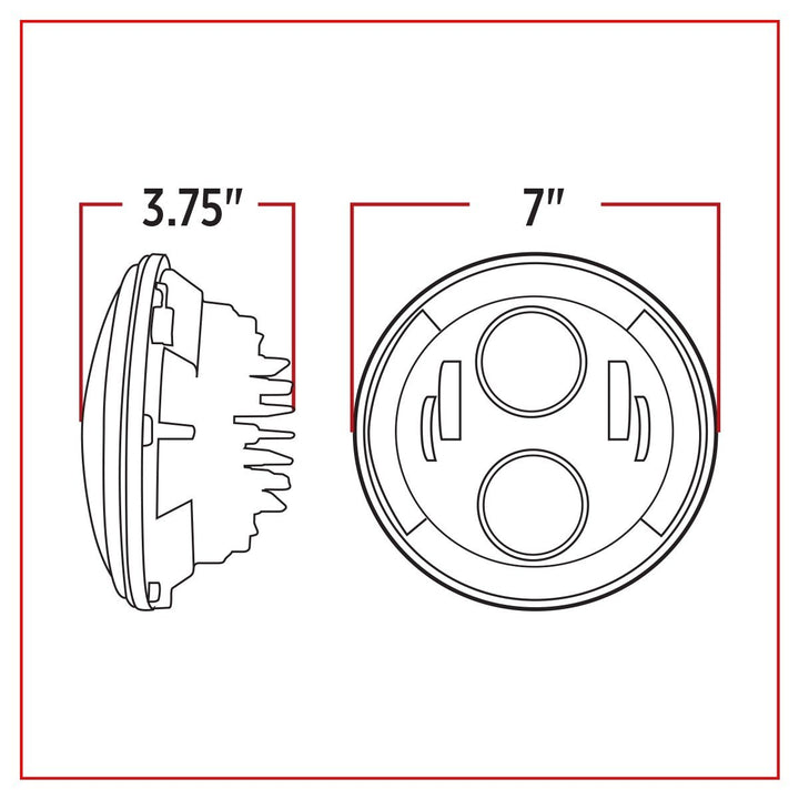 7" Round LED Headlight with Adapter Plug (3200 Lumens) - DOT Approved