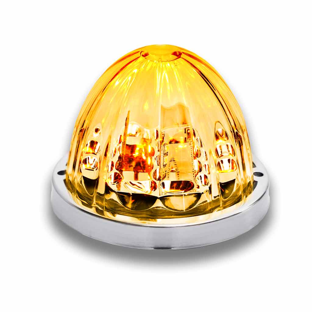 Clear Amber Watermelon LED with Glass Pattern & Lock Ring