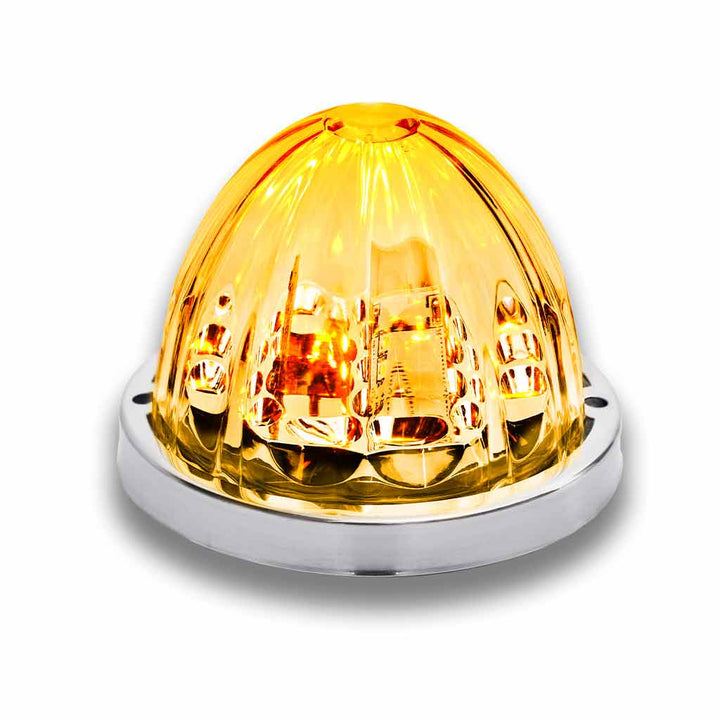 Clear Amber Watermelon LED with Glass Pattern & Lock Ring