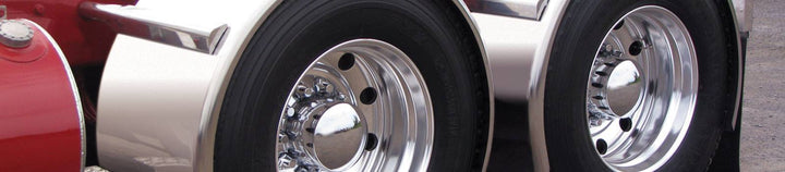 Rounded, Threaded - Chrome Plastic ABS Front & Rear Hub Cover Kit with Removeable Hubcap & Threaded Nut Covers